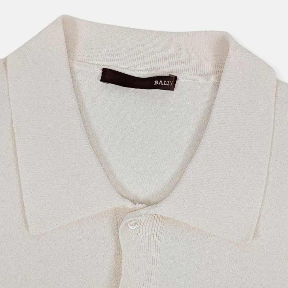 Bally Knit Polo Shirt Mens Size 42 XL Cream Viscose Blend Made in Italy - Picture 6 of 10
